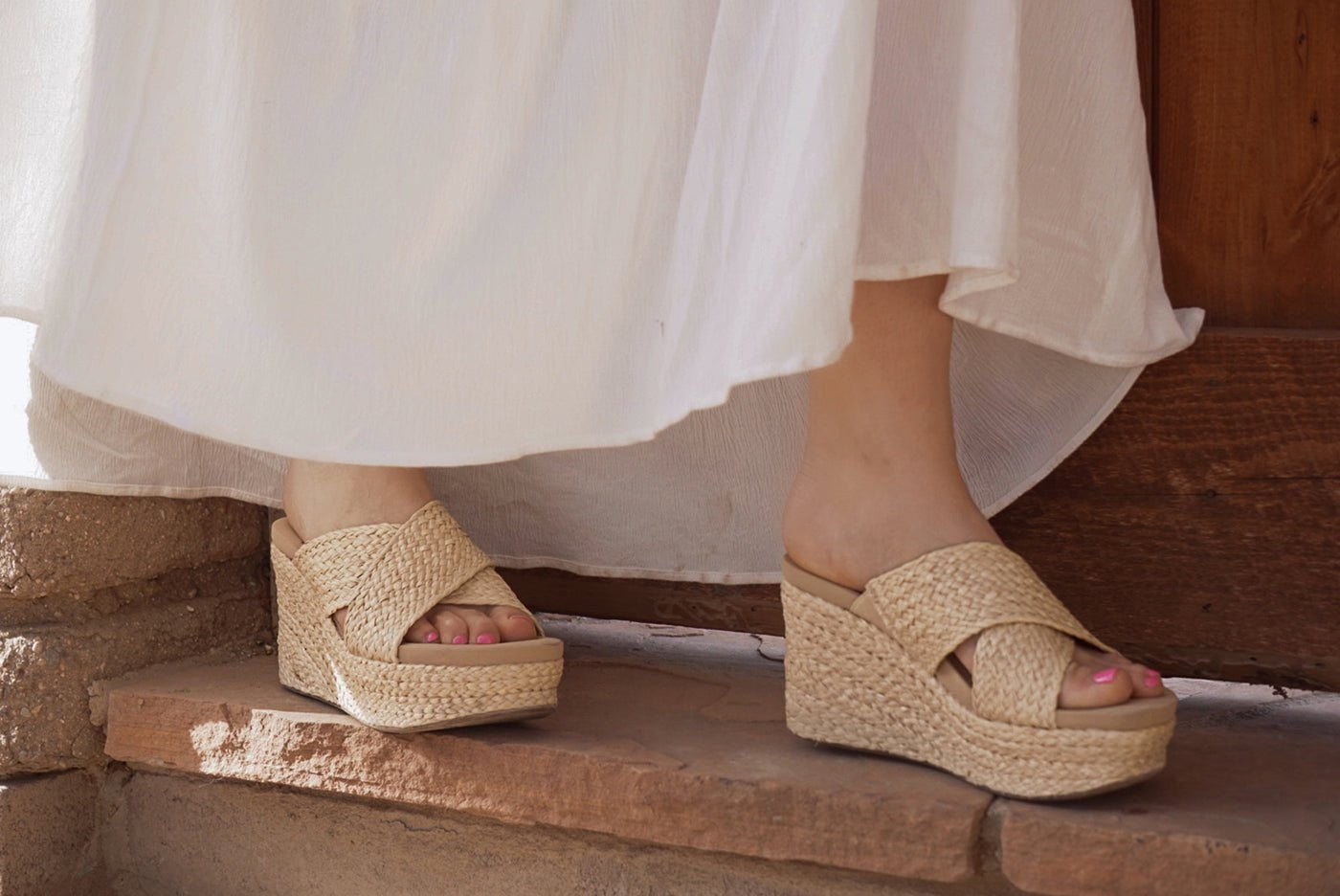 NEW Lace-Up Ankle Wrap Faux Leather Straps Espadrille Wedge Sandals Natural  Nude | eBay