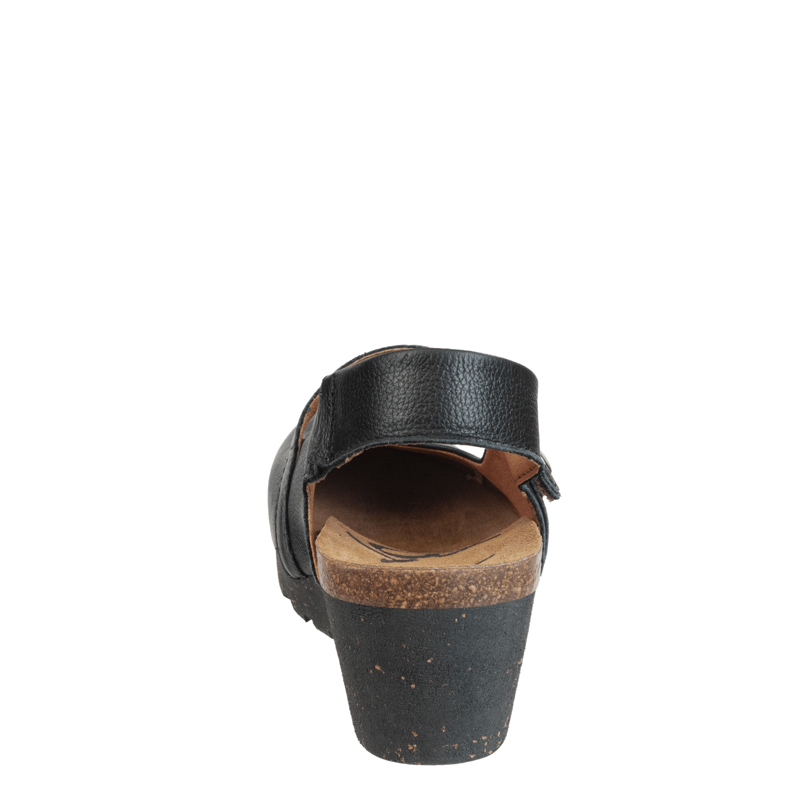 LEATHER CLOGS WITH BACK STRAP - Black